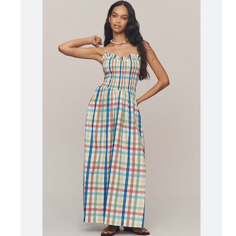 S/W/F Dress Sleeveless A-Line Sweetheart in Soft clash Plaid